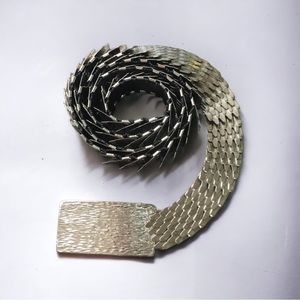 Vintage metal silver snake look stretch belt